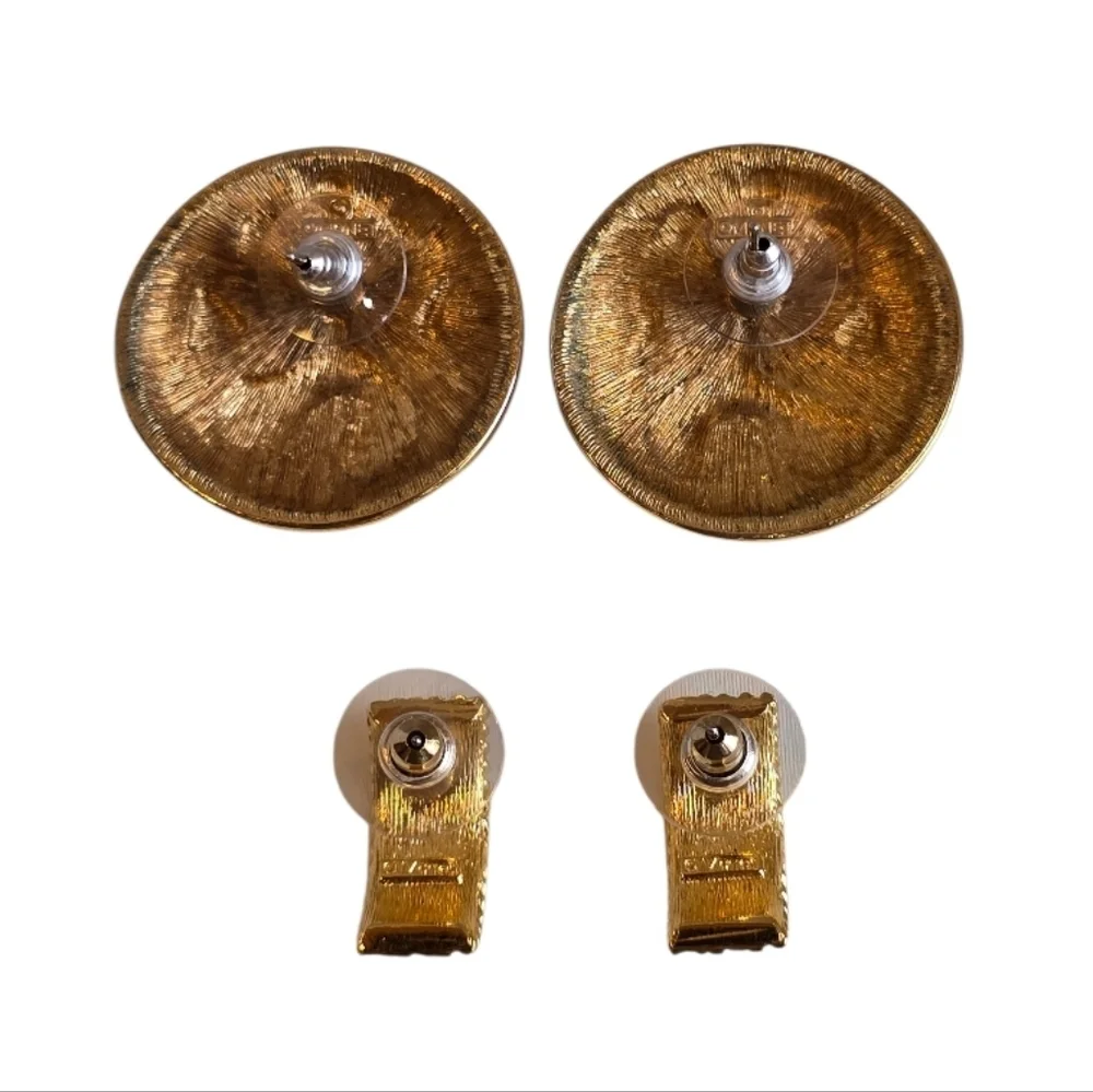 Monet Goldtone Vintage Bracelet Pierced Earring 3 Piece Bundle